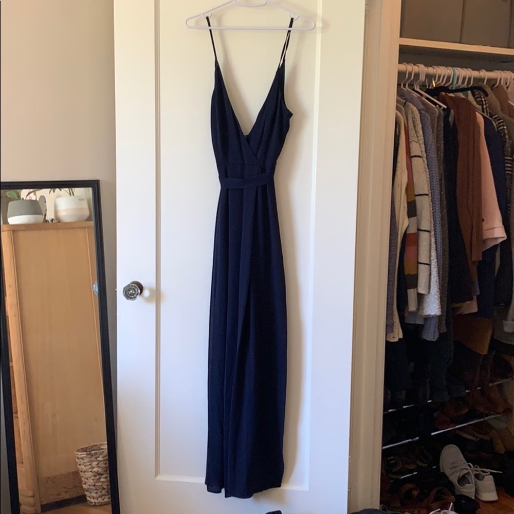 Blue slit-leg jumpsuit